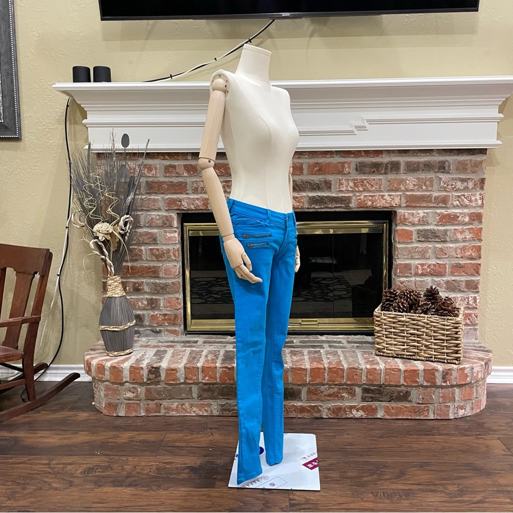 Romeo & Juliet Couture bright blue denim moto jeans / 24 / Excellent condition - Picture 10 of 16